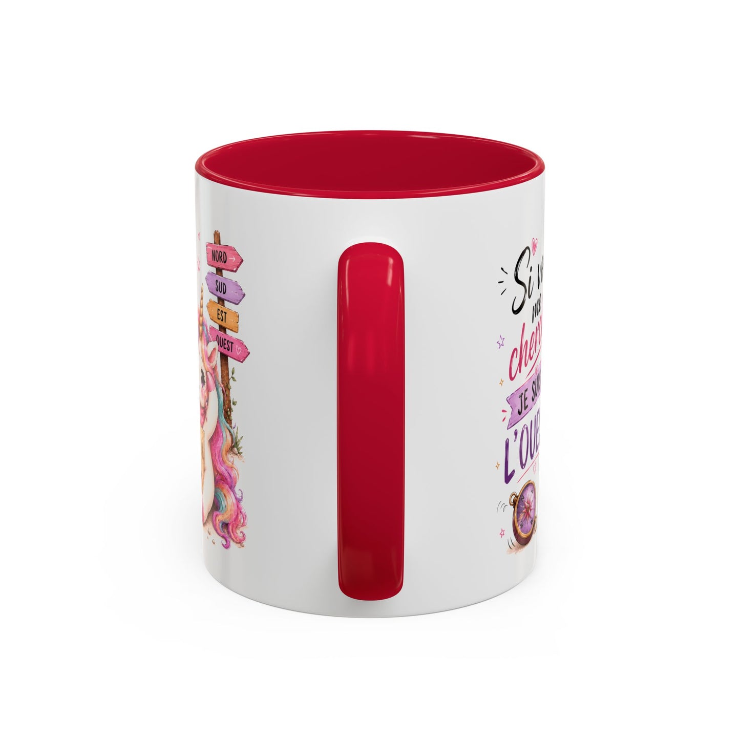 Tasse Si Vous Me Cherchez Je Suis À L’Ouest – Mug Licorne Humour Kawaii – Cadeau Femme Fille 325ml