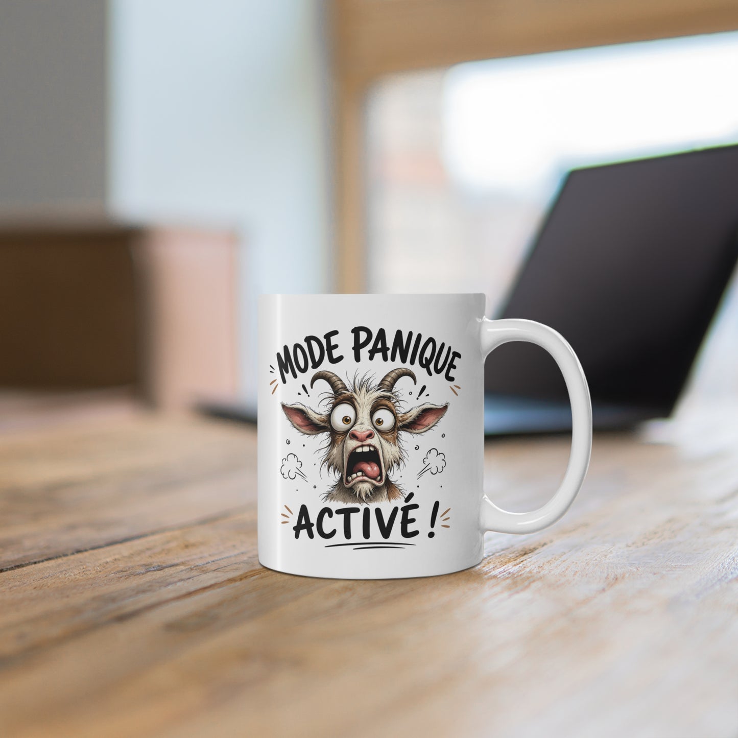 Tasse Mode Panique Activé – Mug Chèvre Humour Drôle – Cadeau Original Animal Fun 325ml