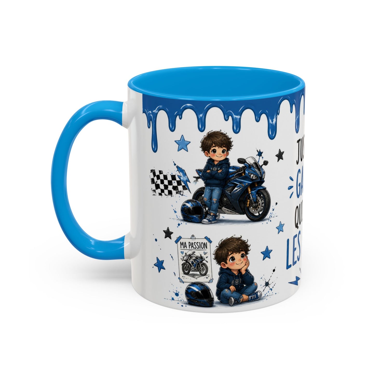Tasse Juste Un Garçon Qui Adore Les Motos – Mug Moto Sportive et Univers Kawaii – Céramique 325ml