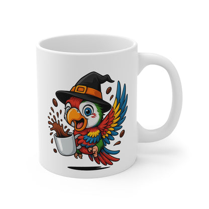 Tasse Perroquet Sorcière Halloween – Mug Céramique Café 325ml – Cadeau Fantaisie Original