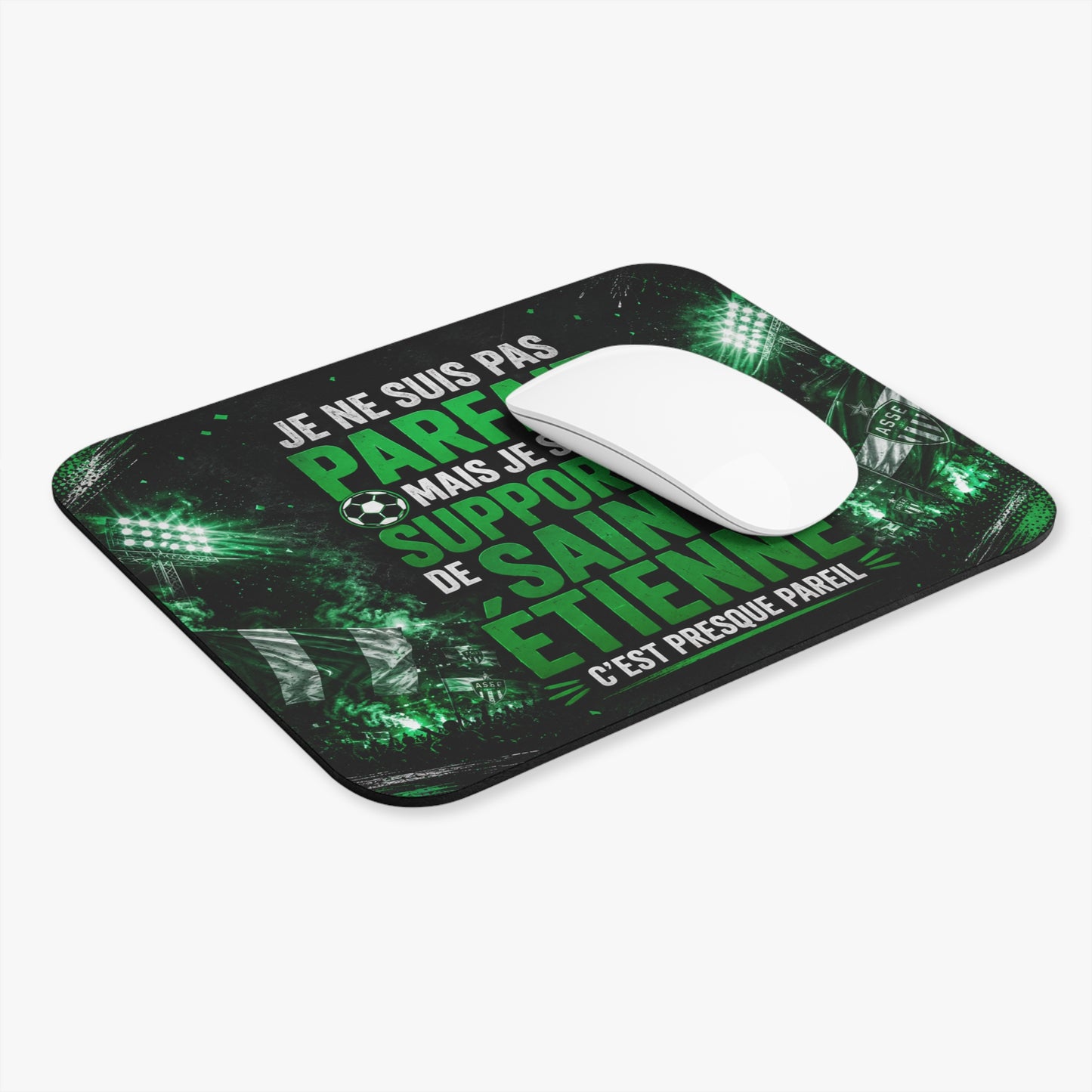 Tapis de Souris Supporter Saint-Étienne – Humour Football Vert – Cadeau Fan de Football et Ambiance Stade – Accessoire Bureau Gamer