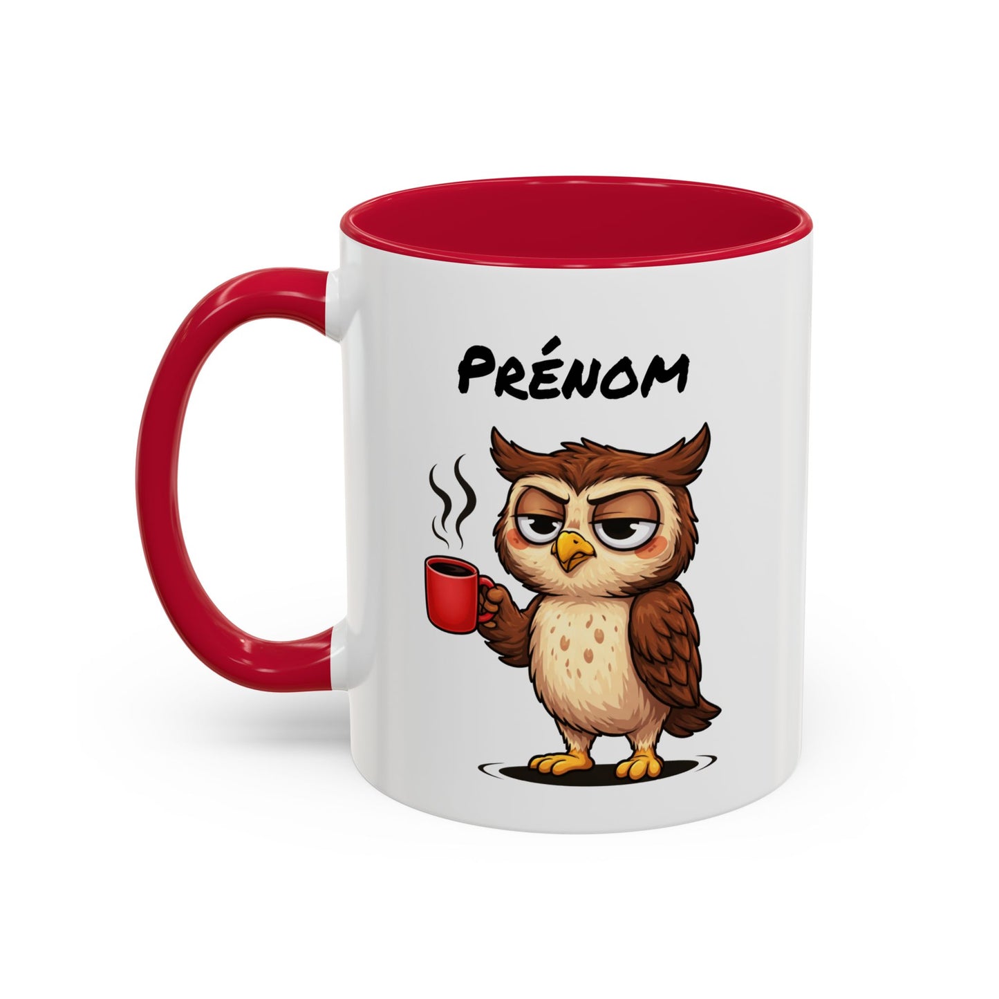 Mug Hibou Fatigué Personnalisable 325ml – Tasse Café Humour Animal Drôle Réveil Difficile Travail Bureau