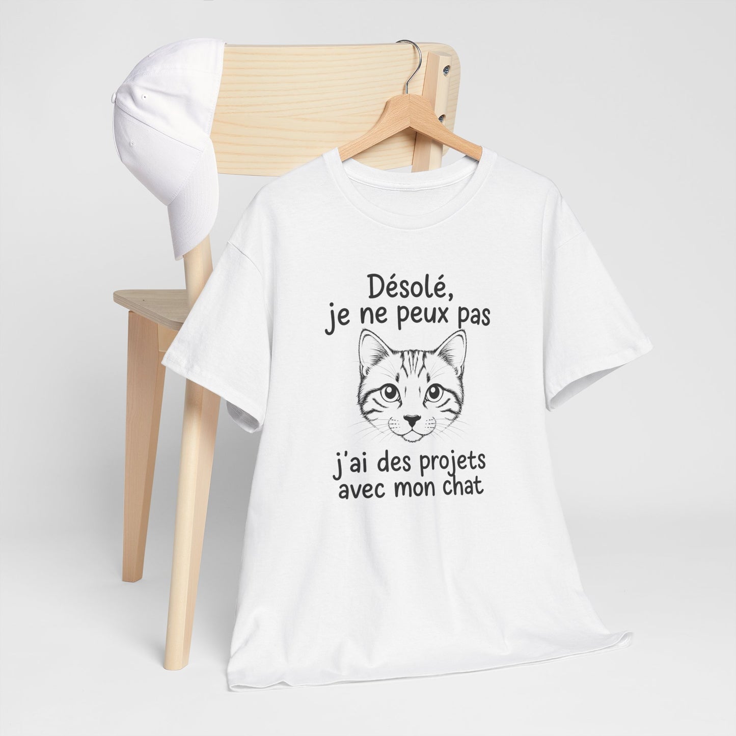 Tee Shirt Chat Homme Femme – Humour Amoureux des Chats – Idée Cadeau Drôle Propriétaire de Chat Passion Félin