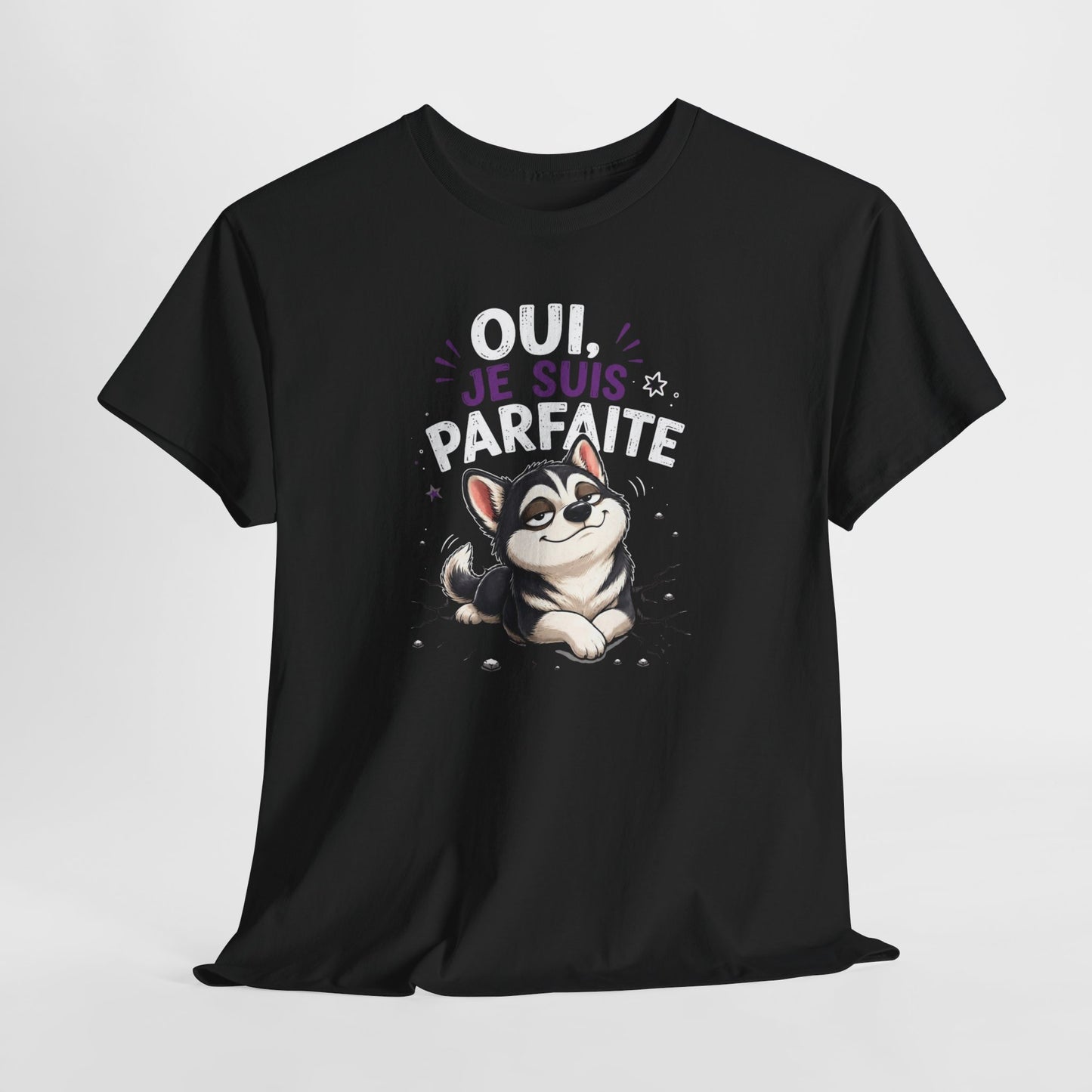 Tee-Shirt Femme Humour Chien Husky – Idée Cadeau Drôle Original Femme – Vêtement Humoristique Amoureuse des Chiens Anniversaire