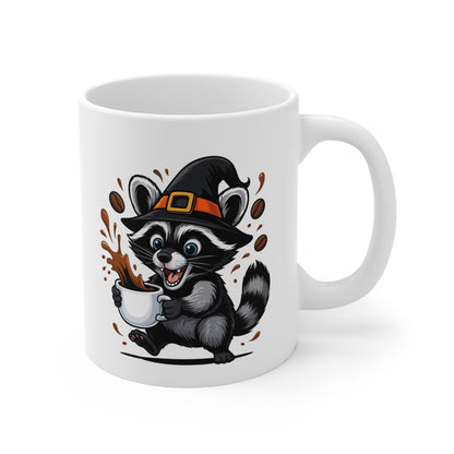 Mug Raton Laveur Sorcier Café – Tasse Céramique 325ml – Illustration Animalière Drôle Halloween