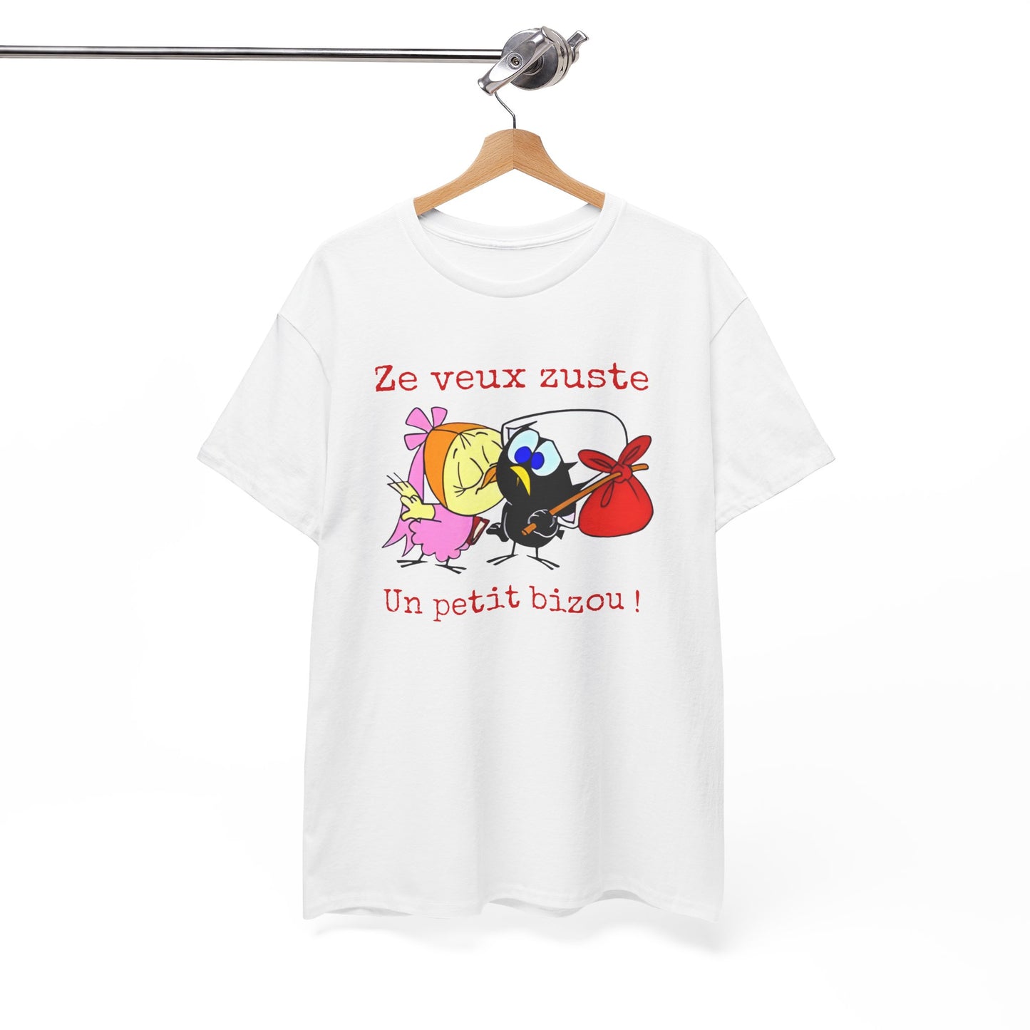 T-Shirt Calimero Humour Cartoon – Ze Veux Zuste Un Petit Bizou – Tee Shirt Vintage Drôle Homme Femme