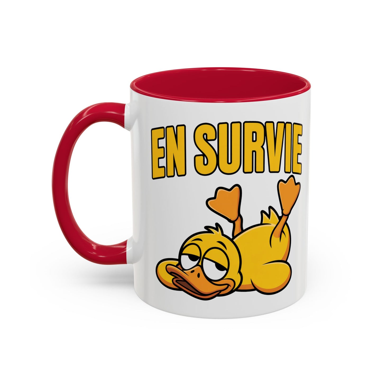 Mug Drôle En Survie – Tasse Humoristique avec Canard Fatigué – Cadeau Humour Bureau Café 325ml
