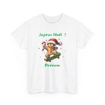 Tee Shirt Personnalisable Joyeux Noël avec Pain d'Épice en Skate – Pour Homme et Femme