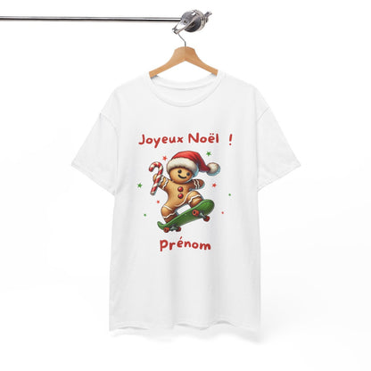T Shirt Personnalisable Joyeux Noël avec Pain d'Épice en Skate – Pour Homme et Femme