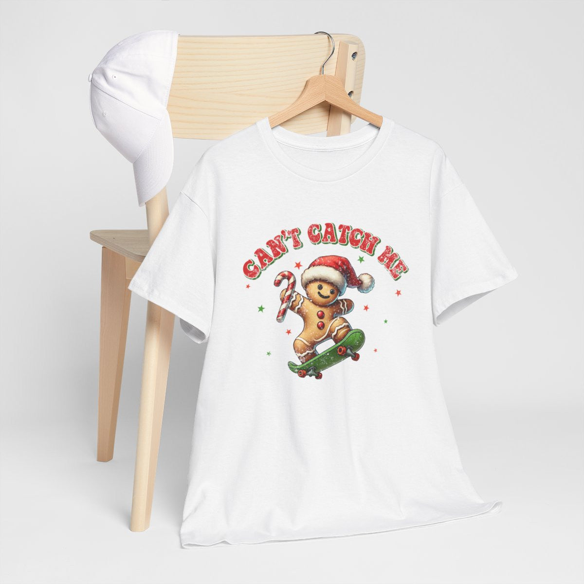 Tee Shirt Noël Pain d'Épice en Skateboard – Can't Catch Me – Pour Homme et Femme