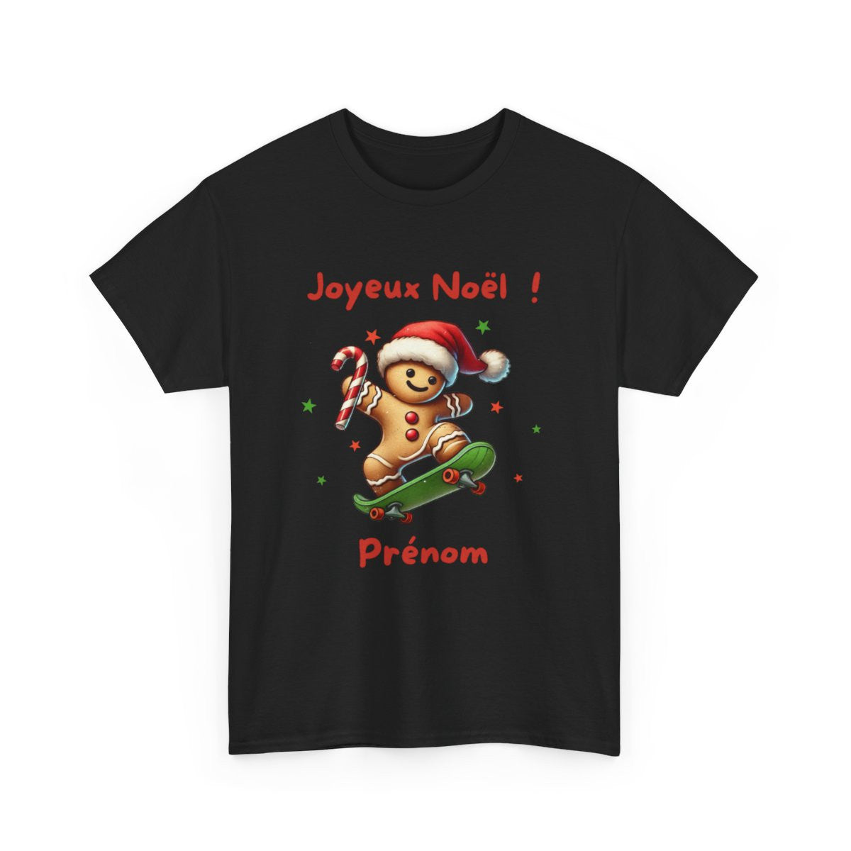 T Shirt Personnalisable Joyeux Noël avec Pain d'Épice en Skate – Pour Homme et Femme