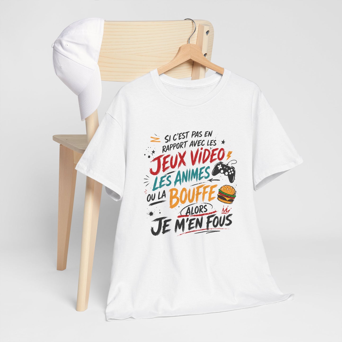 T-Shirt Gamer Homme Humour Jeux Vidéo Anime Bouffe – Alors Je M’en Fous – Cadeau Geek Gaming