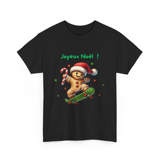 T Shirt Joyeux Noël avec Pain d'Épice en Skate – Pour Homme et Femme