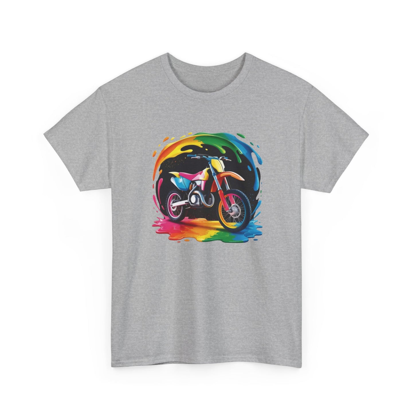 T-Shirt Moto Cross Colorée – Tee Shirt Motocross Art Dripping – Cadeau Motard Streetwear Noir Blanc Gris