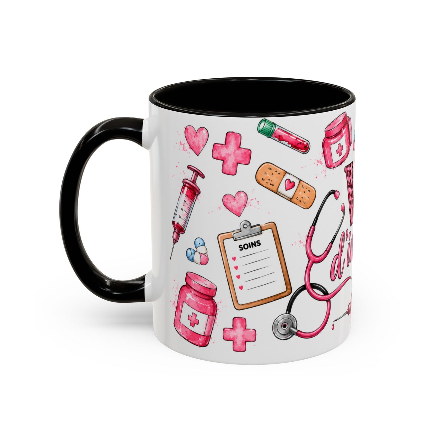Tasse Vie d’Infirmière – Mug Infirmière Rose et Léopard – Cadeau Personnel Soignant Femme 325ml