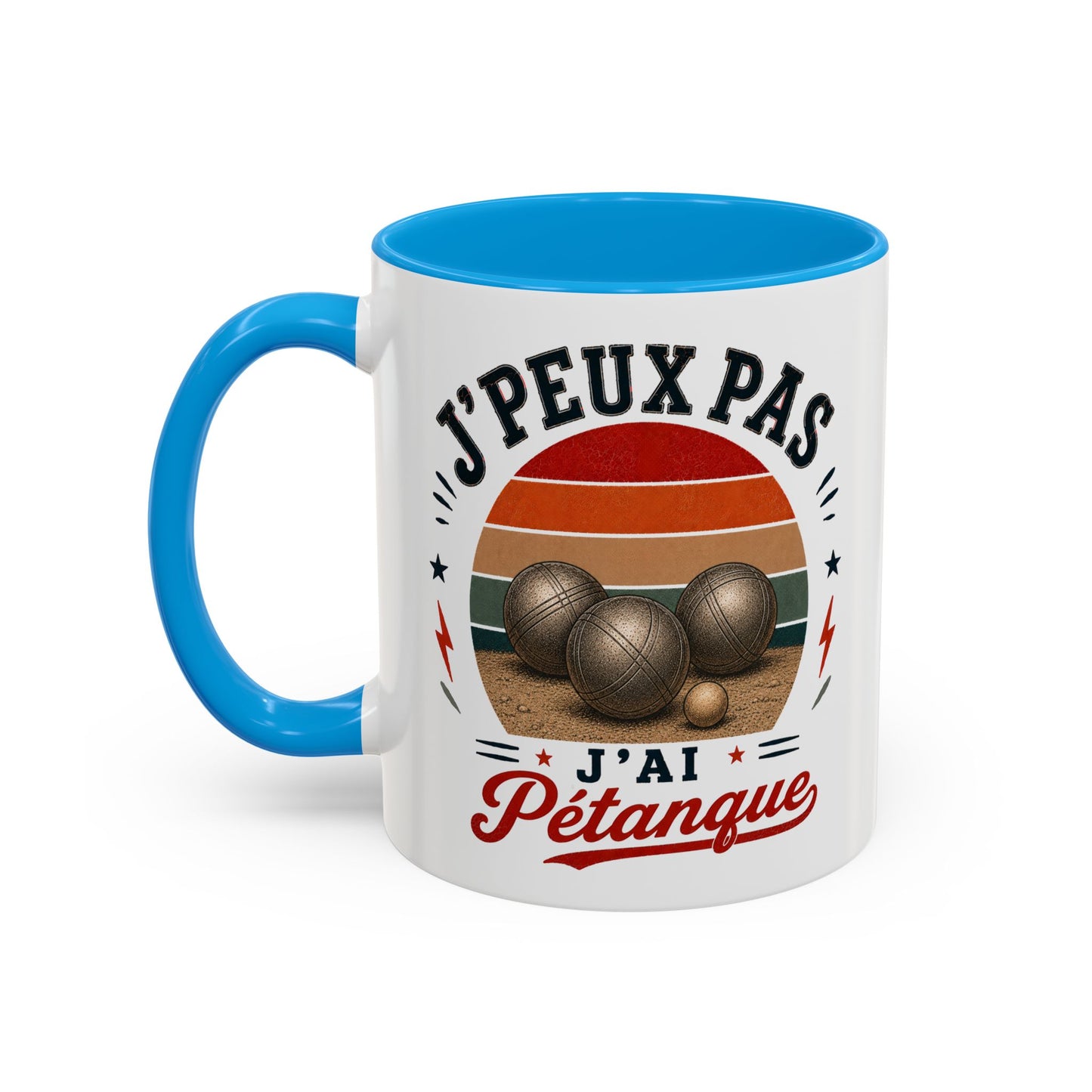 Tasse J’Peux Pas J’Ai Pétanque – Mug Humour Joueur de Boules Vintage – Cadeau Pétanque Homme Femme 325ml