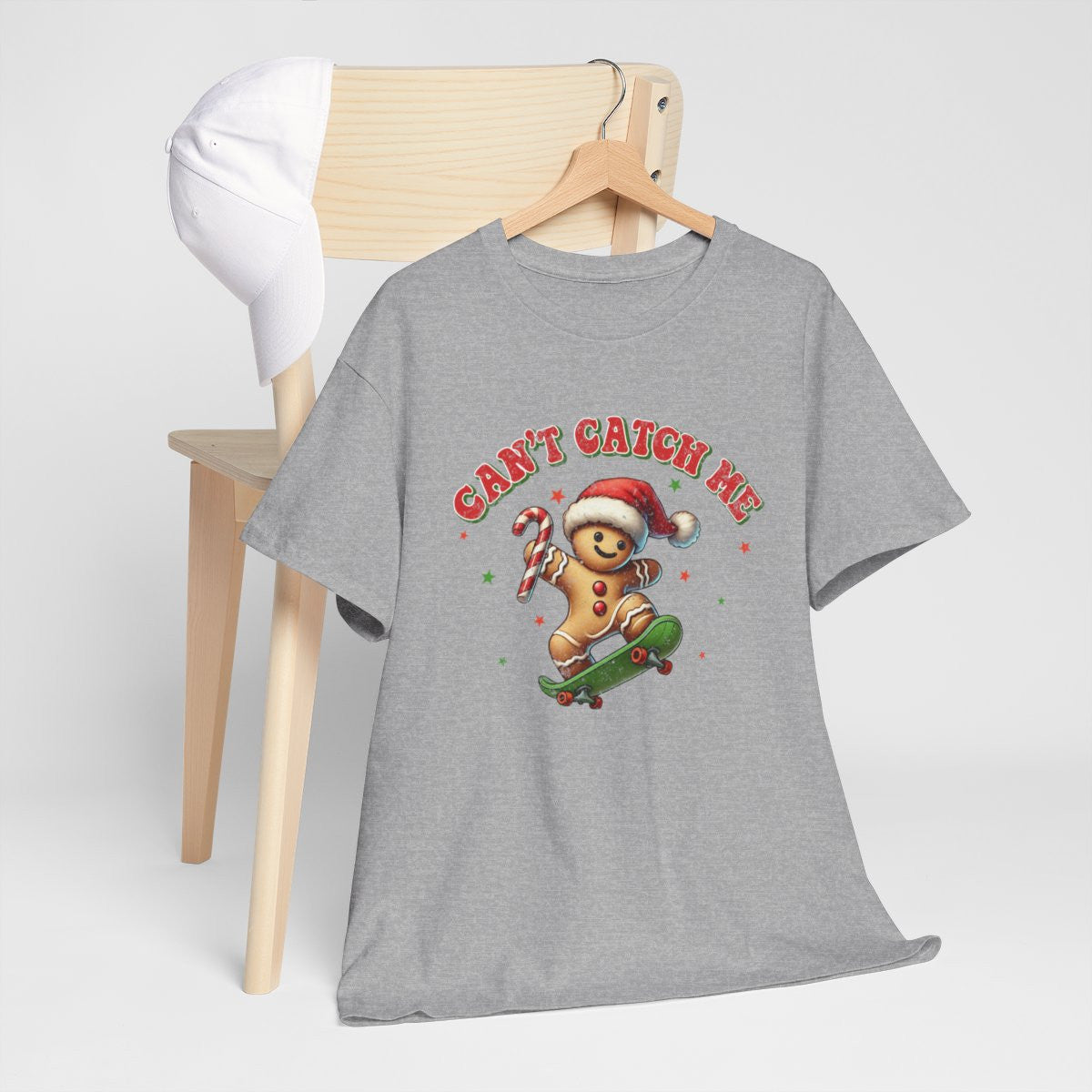 Tee Shirt Noël Pain d'Épice en Skateboard – Can't Catch Me – Pour Homme et Femme