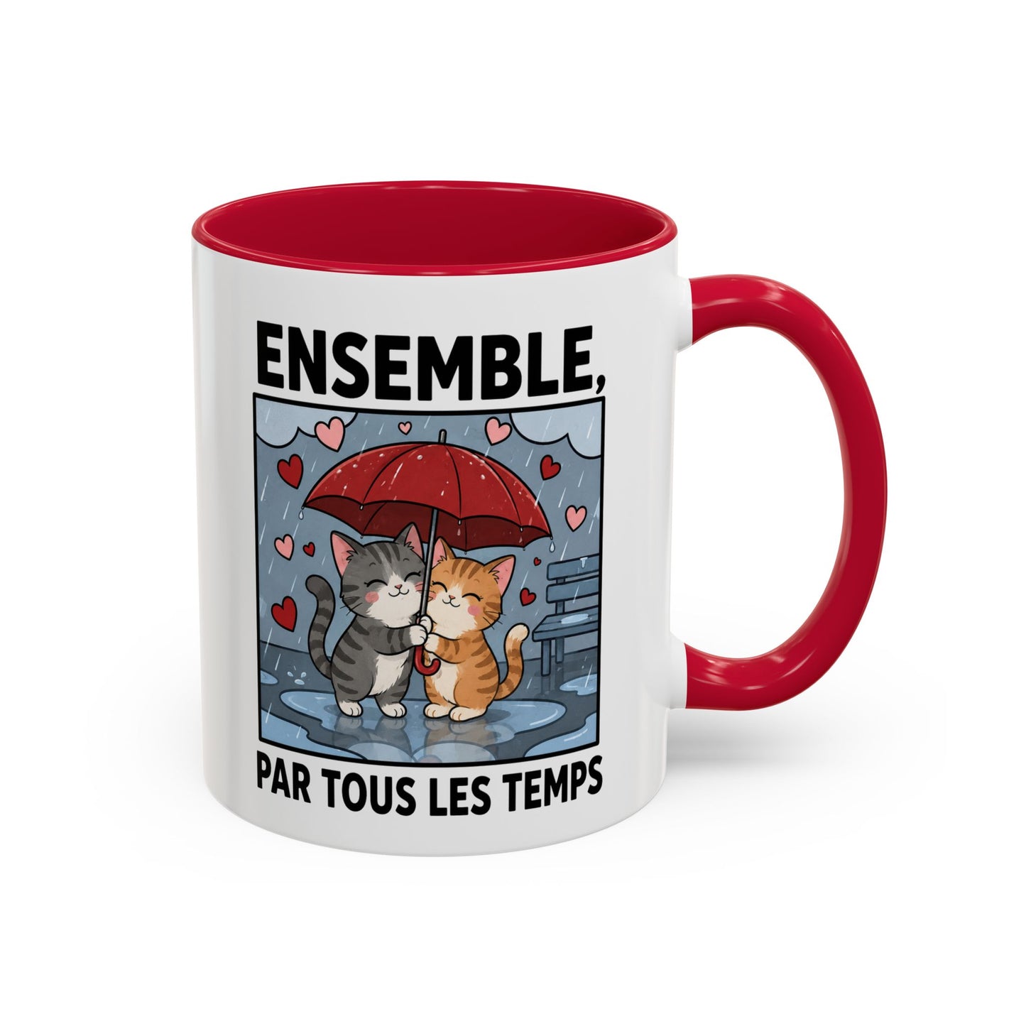 Tasse Ensemble Par Tous Les Temps – Mug Couple Chats Amoureux – Cadeau Saint-Valentin Homme Femme 325ml