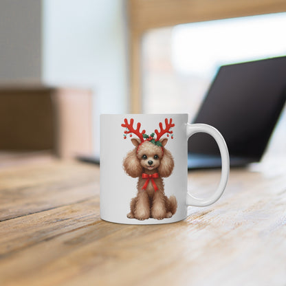 Mug de Noël avec  Chien Caniche et Chapeau de Noël pour enfants et adultes