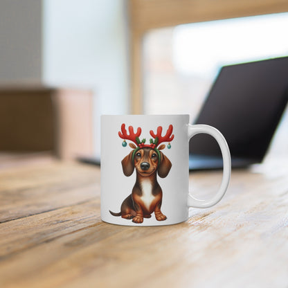 Mug Teckel de Noël – Tasse Festive en Céramique pour Enfant et Adulte