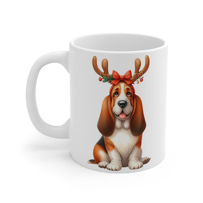 Mug Chien Basset Hound de Noël – Tasse Festive en Céramique pour Enfant et Adulte