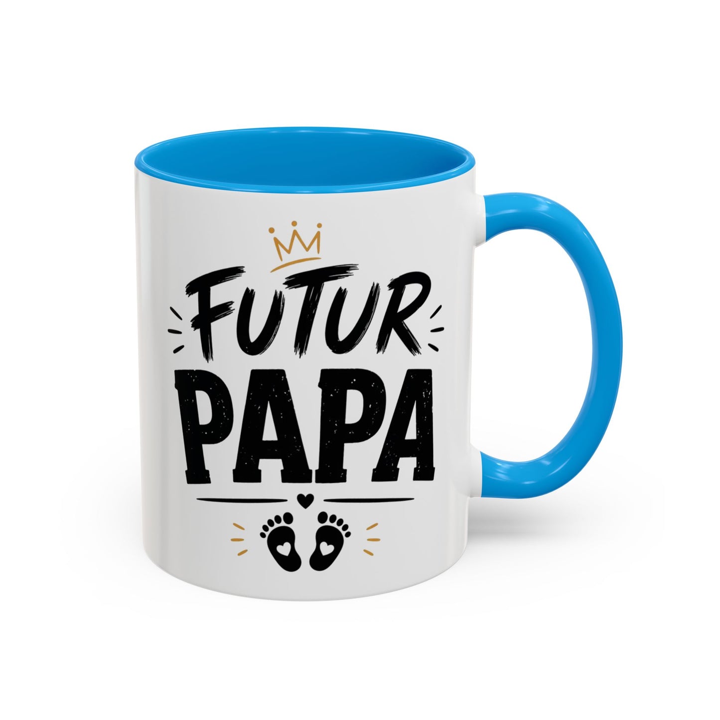 Mug Futur Papa – Tasse Grossesse avec Couronne et Pieds Bébé – Cadeau Future Papa Annonce Grossesse – Céramique 325ml Noir Bleu Rouge