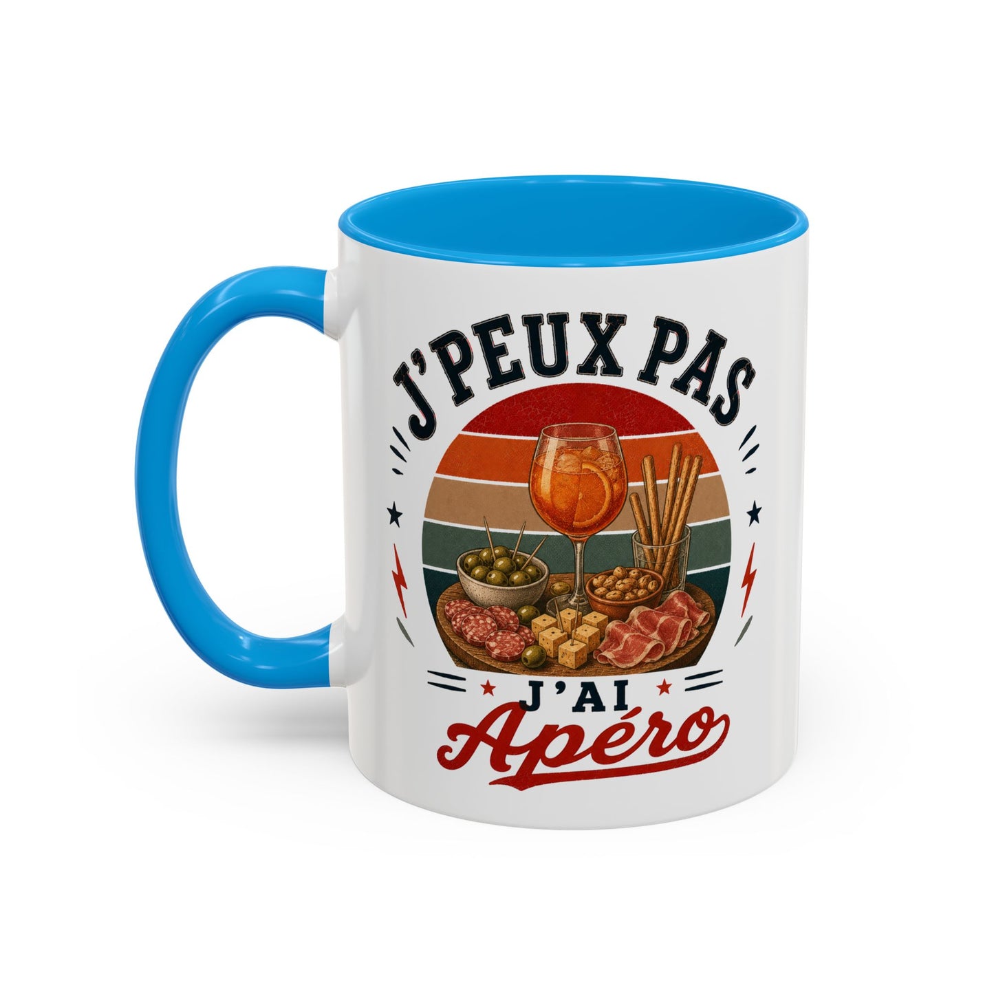 Tasse J’Peux Pas J’Ai Apéro – Mug Humour Apéritif Vintage – Cadeau Convivialité Homme Femme 325ml
