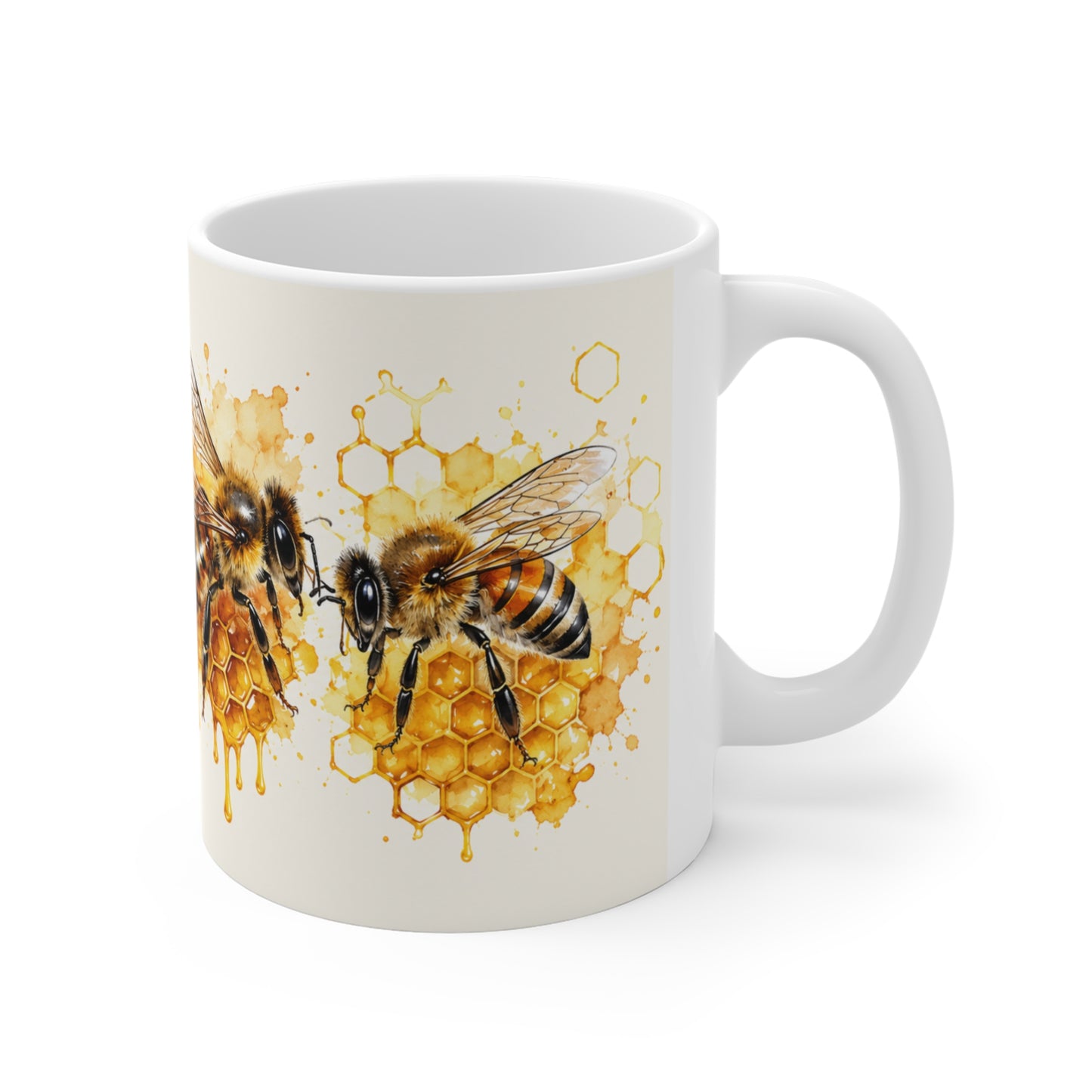 Tasse Abeilles et Miel – Mug Nature Ruche et Alvéoles – Cadeau Femme Homme Apiculteur 325ml