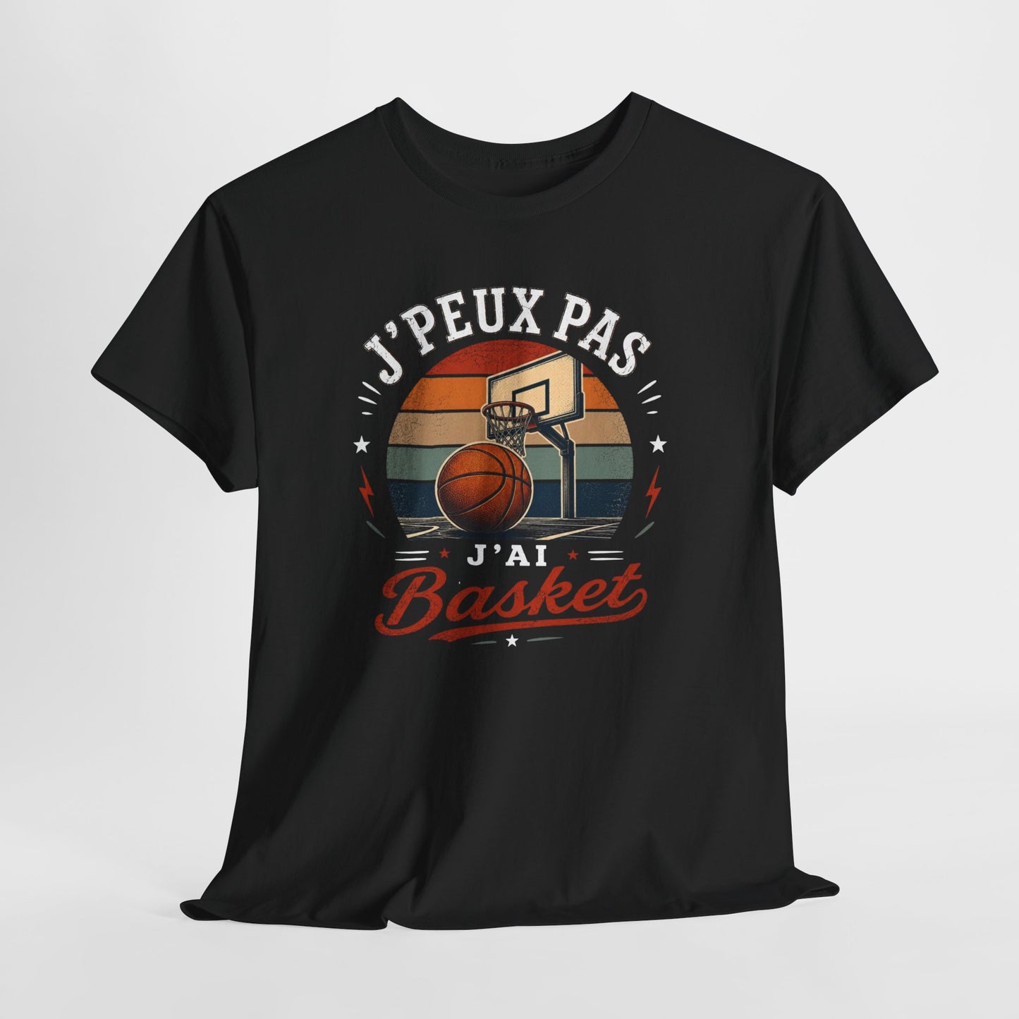 T-Shirt Basket Homme Femme – J’Peux Pas J’Ai Basket – Tee Shirt Basketball Vintage Joueur Basketteur Sport Équipe Terrain Panier Cadeau Passion Basket