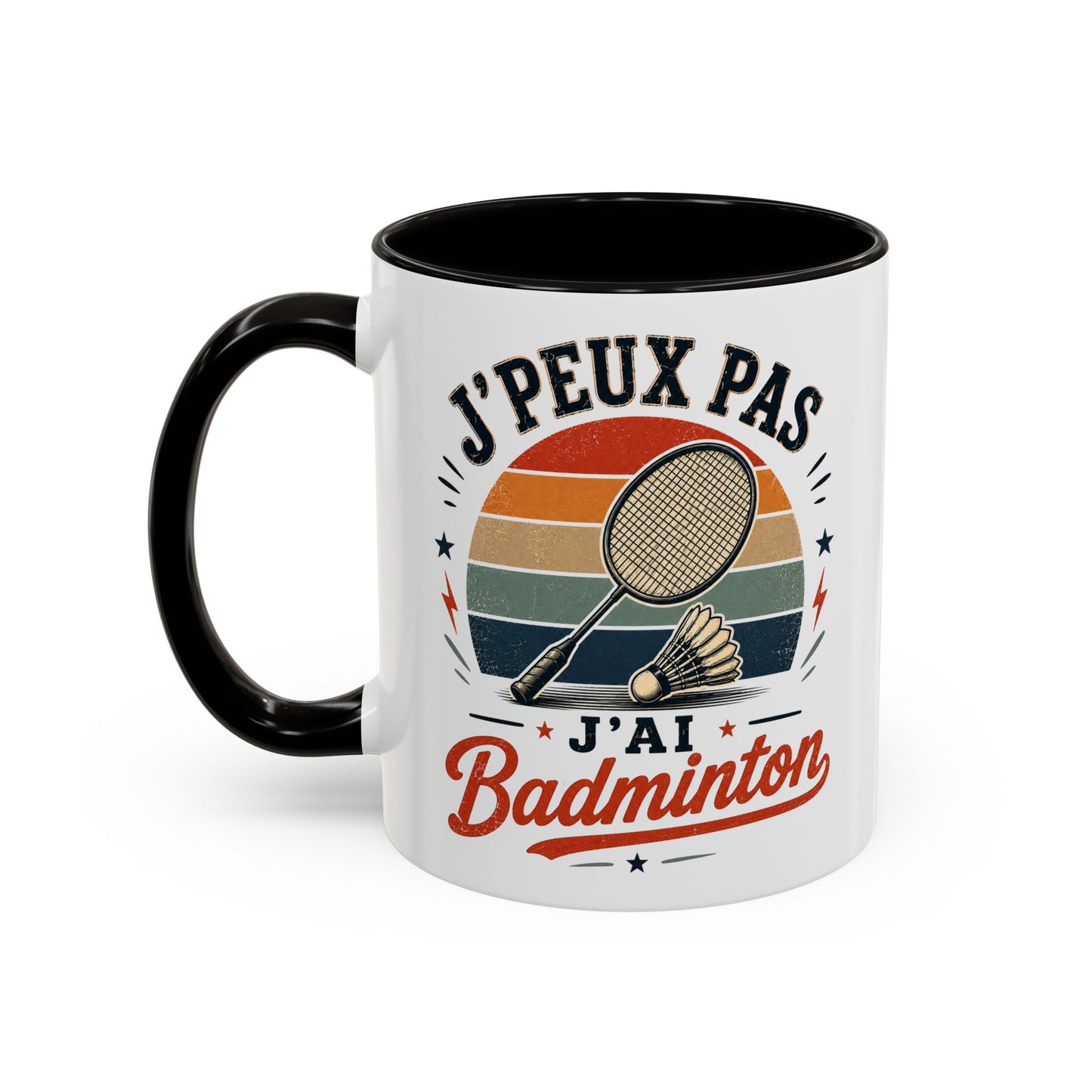 Tasse J’Peux Pas J’Ai Badminton – Mug Badminton Vintage Humoristique – Cadeau Joueur Homme Femme 325ml
