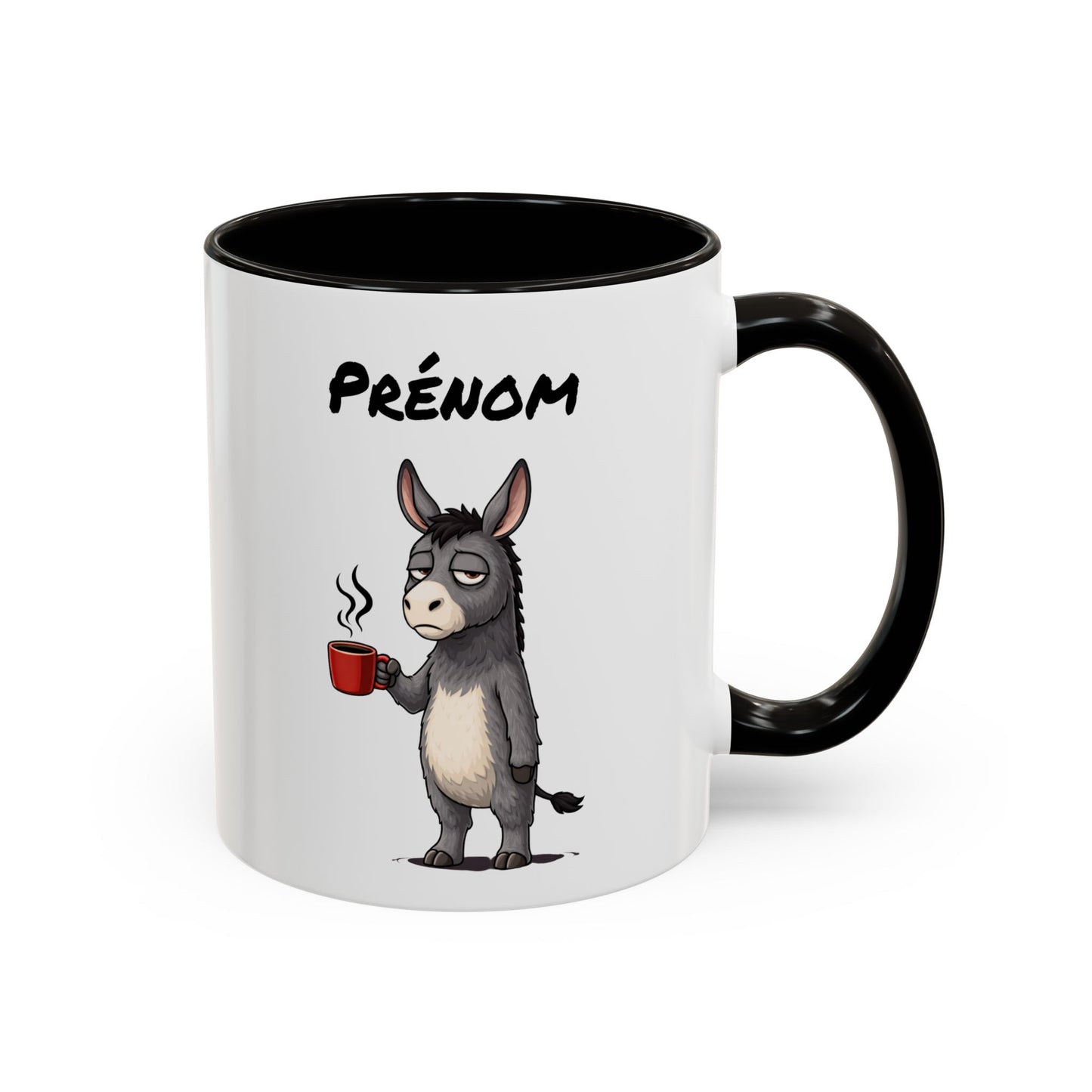 Tasse Âne avec Café – Mug Animal Humoristique Fatigue – Illustration Âne Drôle 325ml