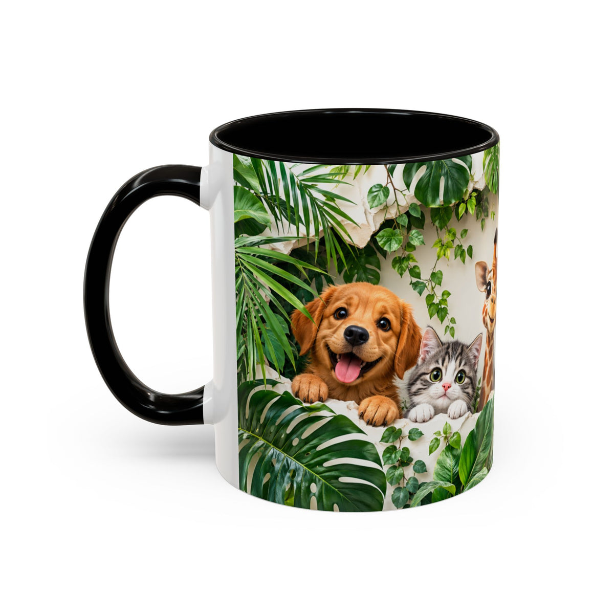 Mug Animaux de la Jungle et Compagnie – Chien, Chat, Girafe, Panda, Panda Roux et Koala – Tasse Colorée Cadeau Amoureux des Animaux