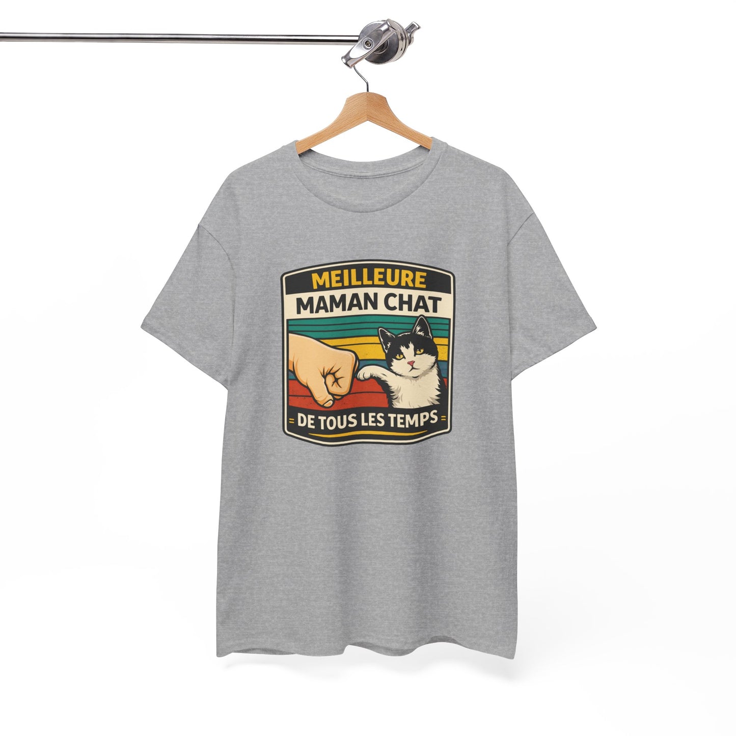 T-Shirt "Meilleure Maman Chat de Tous les Temps" – Design Chat Vintage – Cadeau Femme Amoureuse des Chats
