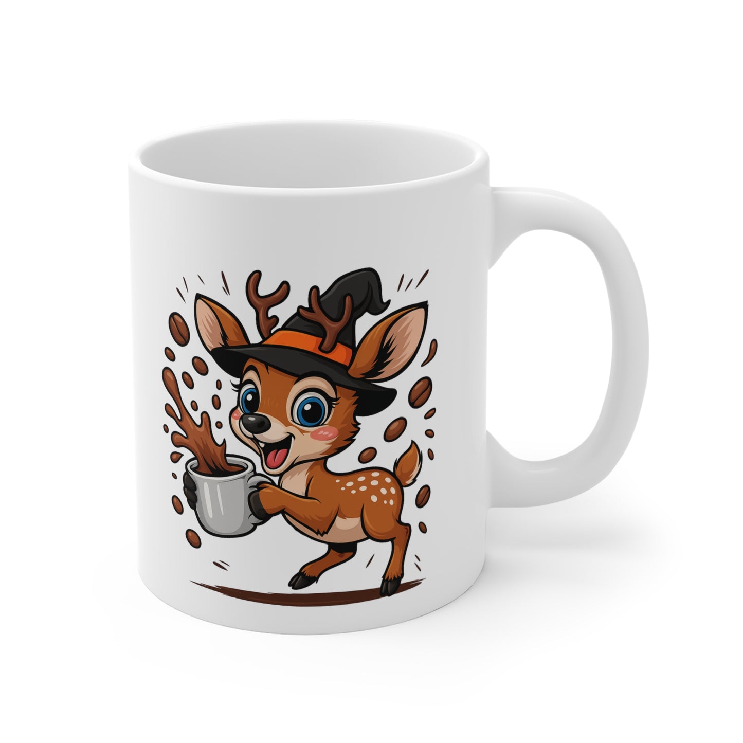 Mug Céramique Faon Sorcier Café – Tasse Halloween Animaux Mignonne 325ml – Cadeau Original Café Thé