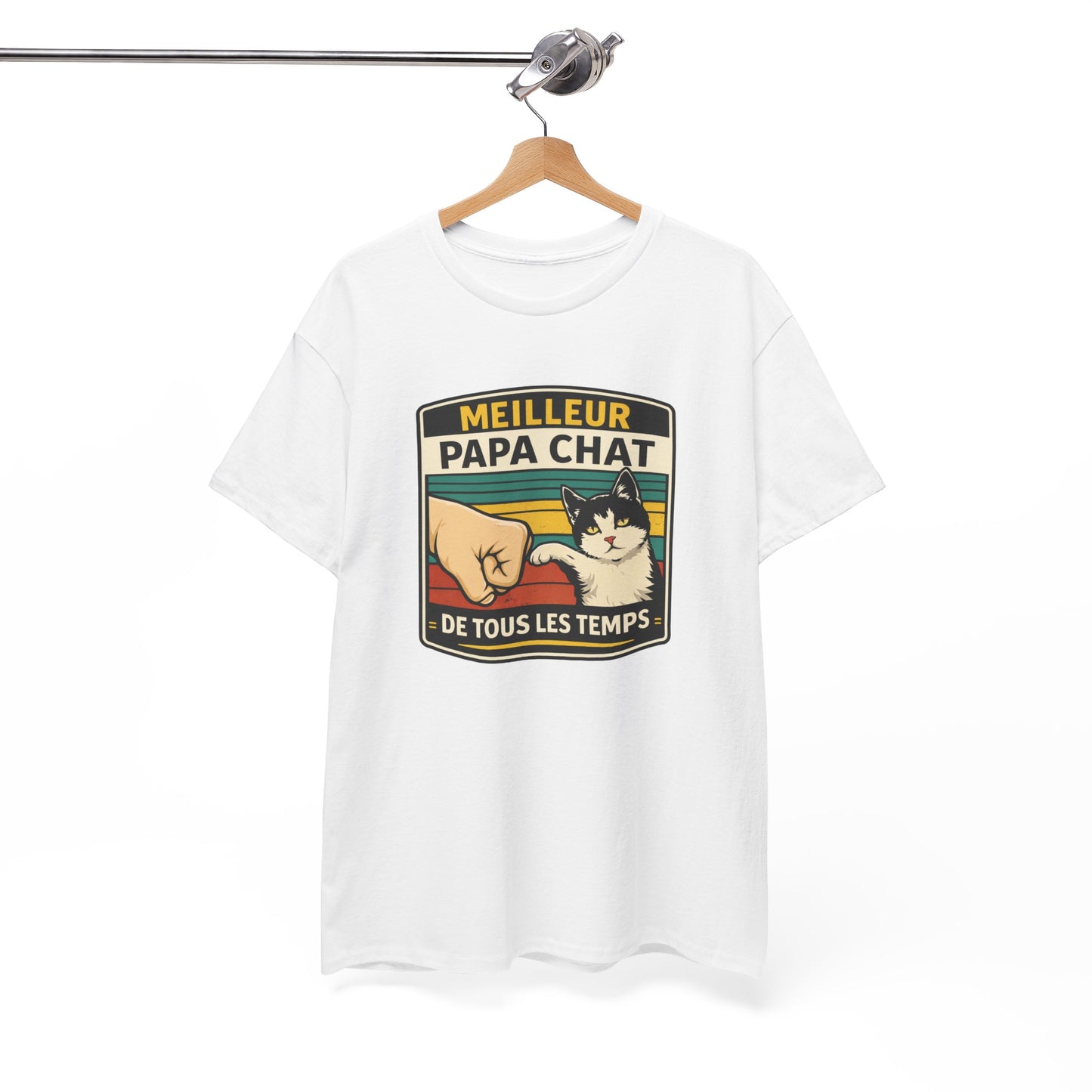 T-Shirt "Meilleur Papa Chat de Tous les Temps" – Design Chat Vintage – Cadeau Papa Amoureux des Chats
