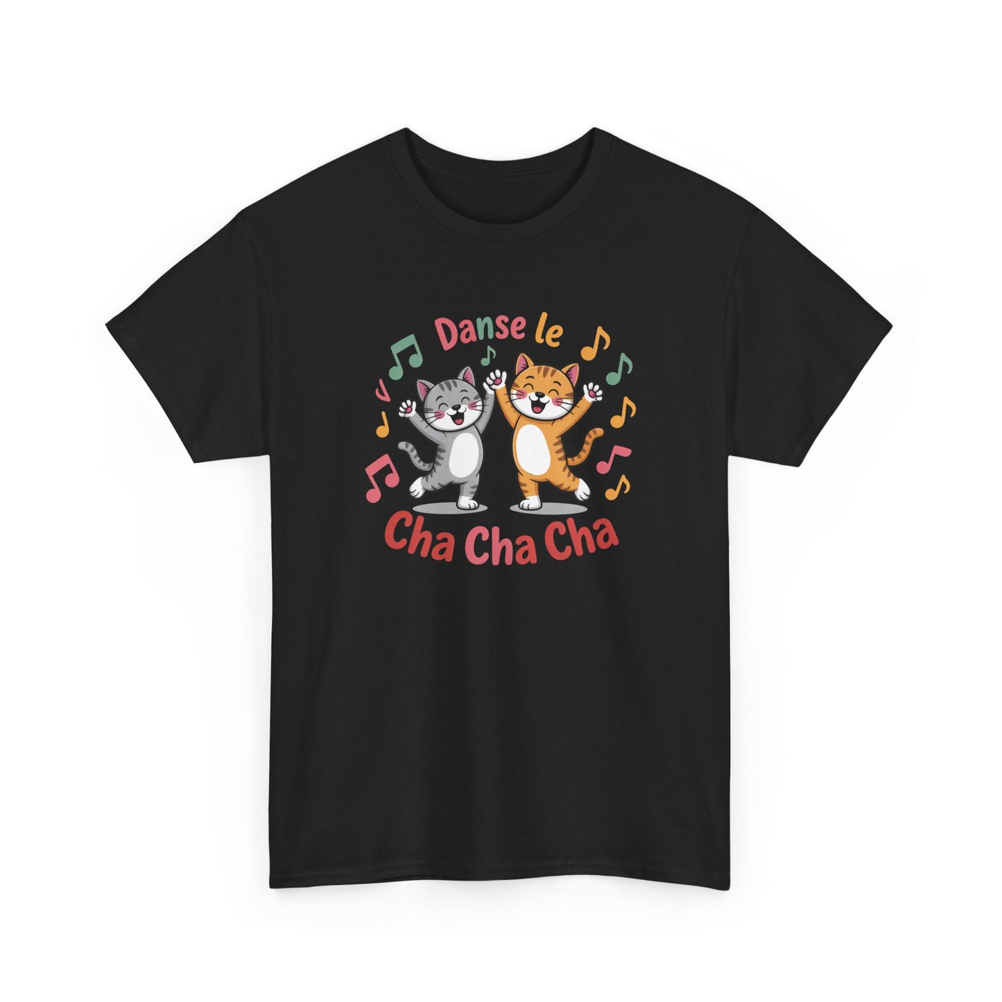 Tee Shirt Danse le Cha Cha Cha – Chats Danse Musique Humour – T-shirt Chat Mignon Blanc Gris Noir