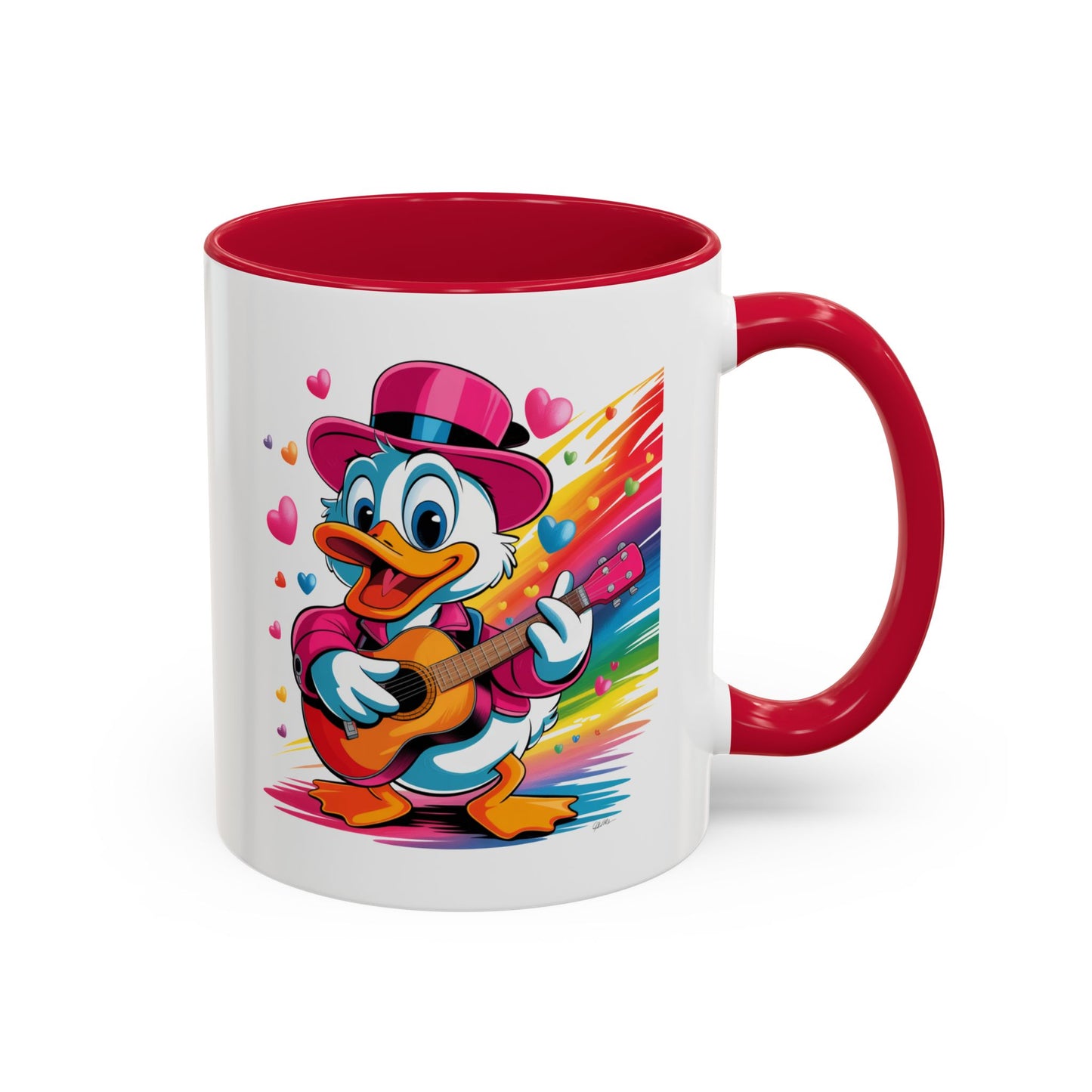 Mug Canard Musicien – Tasse Design Fun avec Guitare et Couleurs Arc-en-ciel – Cadeau Original 325ml