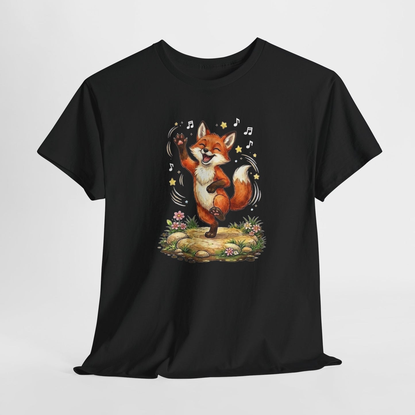 Tee Shirt Homme et Femme Renard Rigolo Dansant Animal Mignon Musique Nature Cadeau Humour