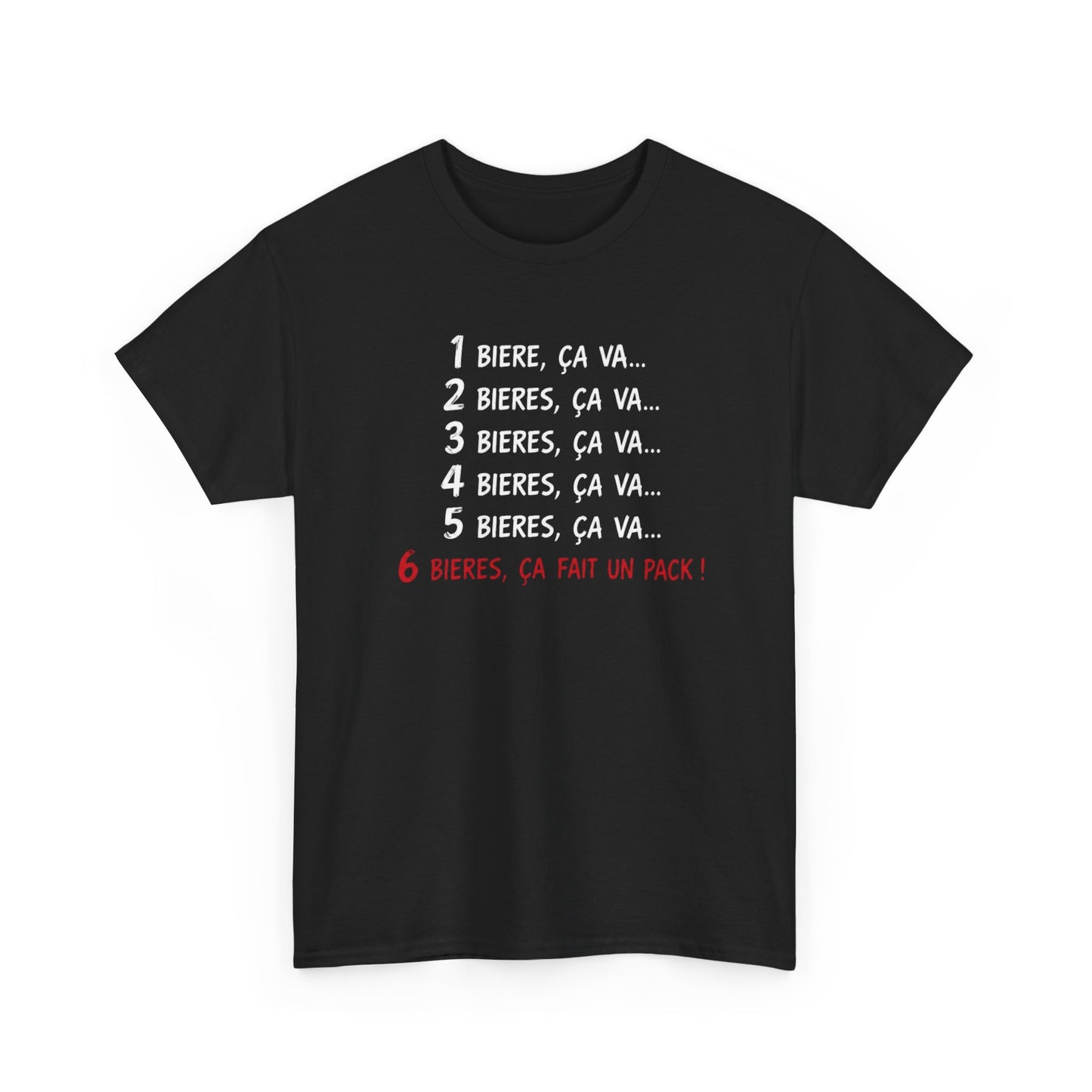 T-Shirt Bière Humour – 6 Bières Ça Fait Un Pack – Tee Shirt Drôle Apéro – Cadeau Amateur de Bière Homme Femme