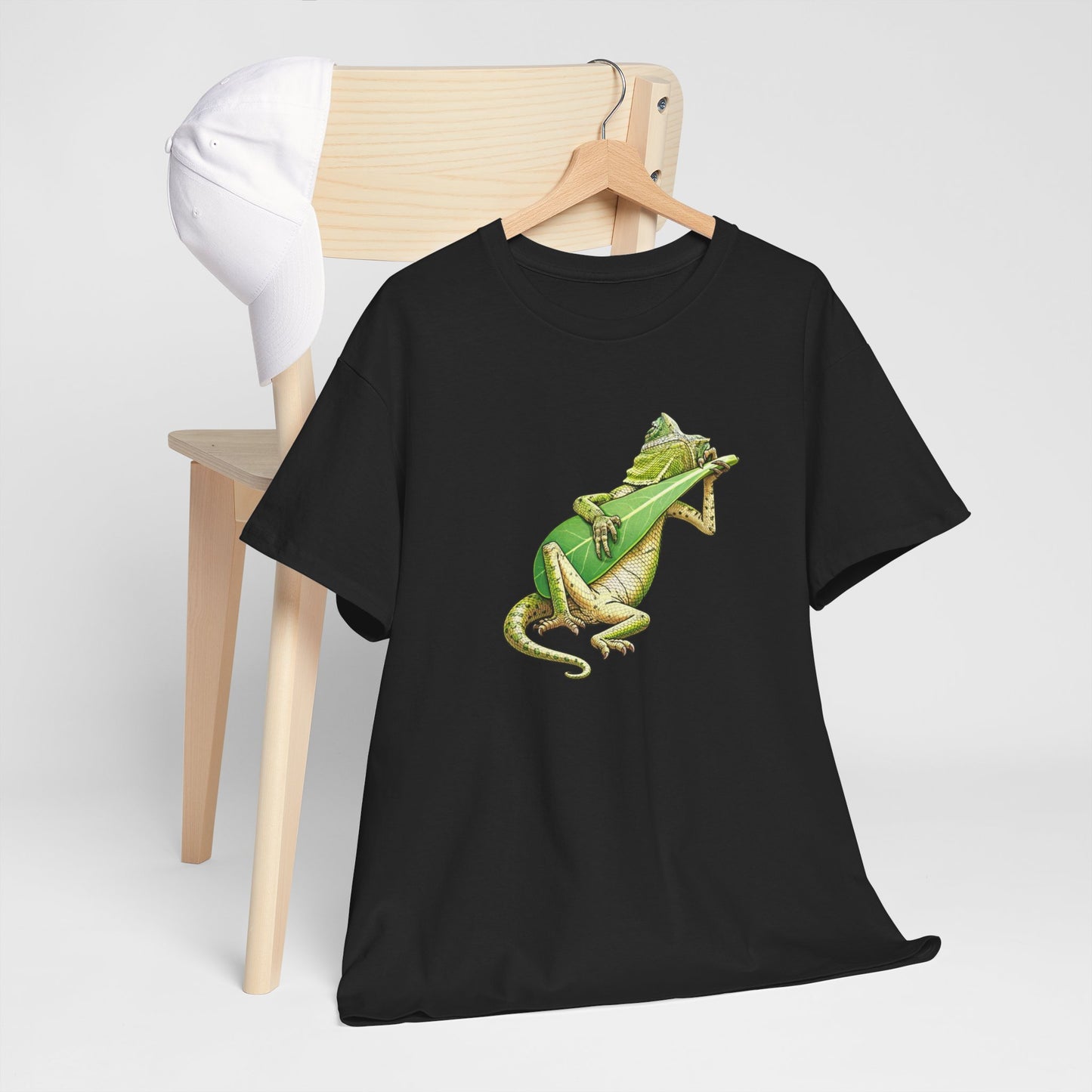 T-Shirt Lézard Fun Musique Nature – Reptile Joueur Instrument Feuille – Tee Shirt Original Humour Détente
