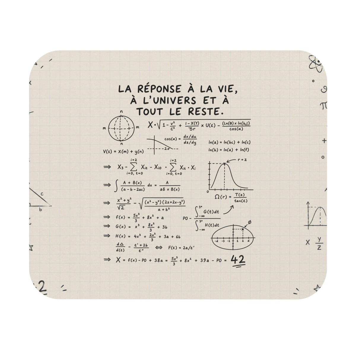 Tapis de Souris 22x18 cm La Réponse à la Vie à l’Univers et à Tout le Reste 42 – Cadeau Humour Maths Science Geek