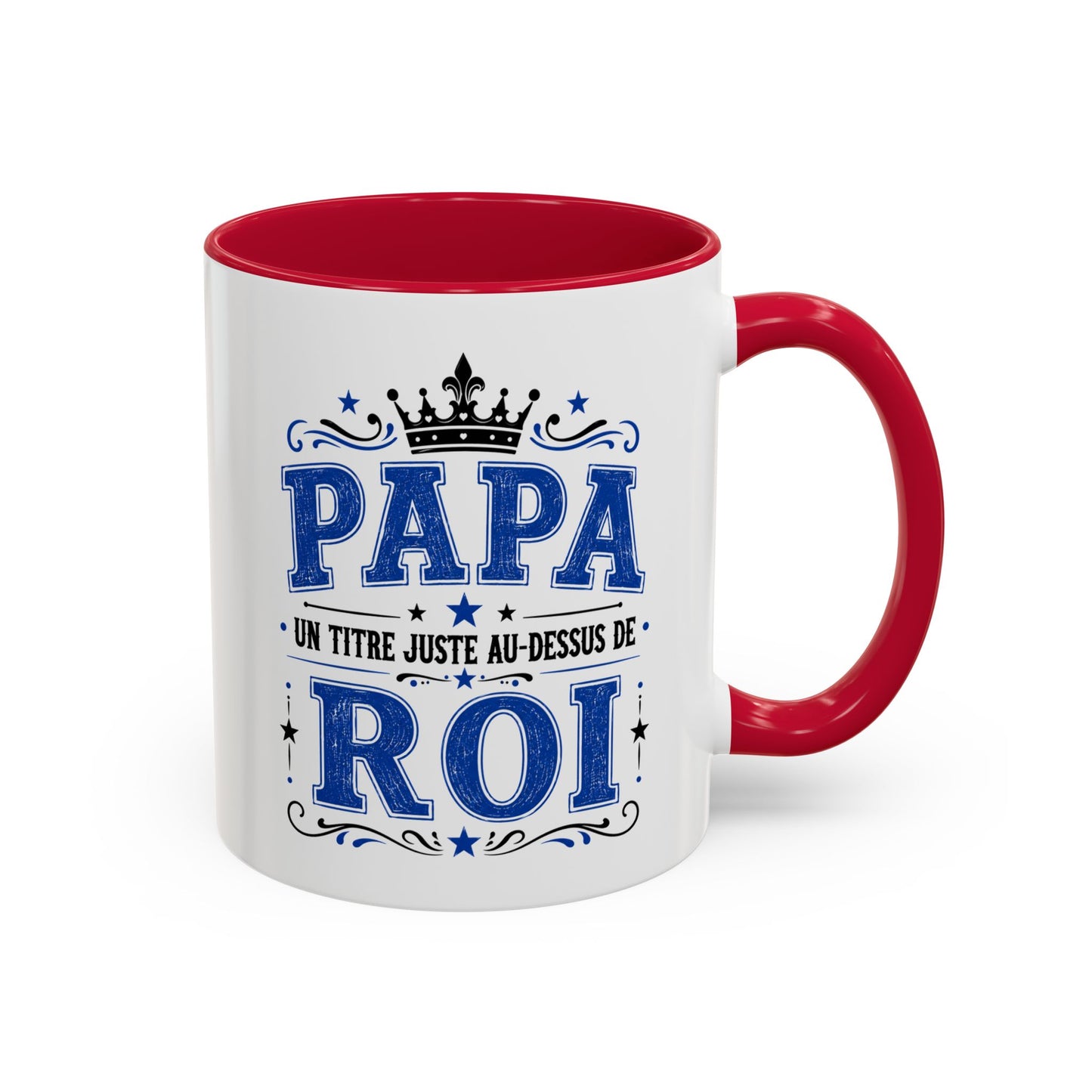 Mug Papa Homme – Tasse Cadeau Père Roi de la Famille – Idée Originale Anniversaire Fête des Pères Noël Noir Bleu Rouge