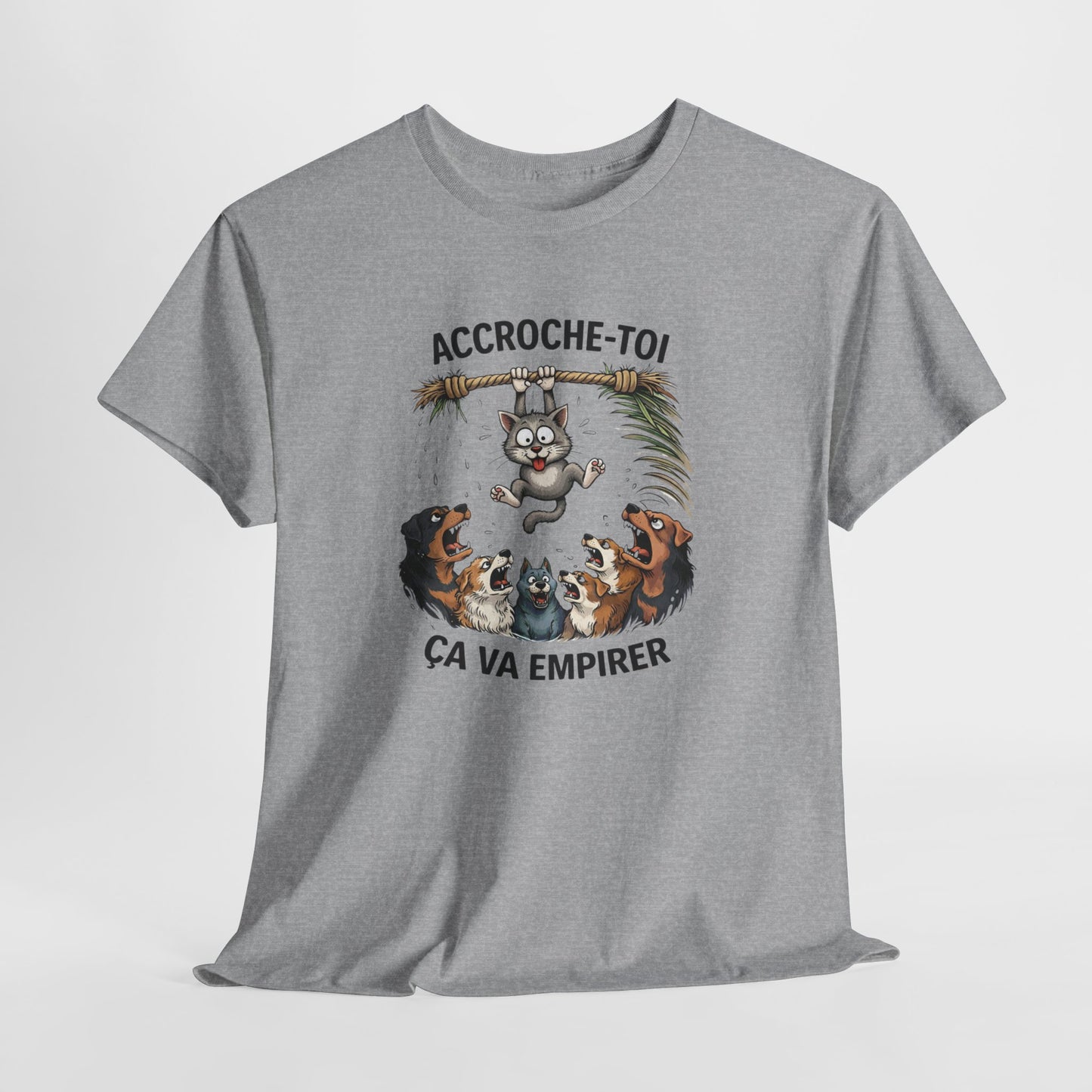 T-Shirt Humoristique Chat Accroche Toi Ca Va Empirer Chien Chat Cadeau Drôle