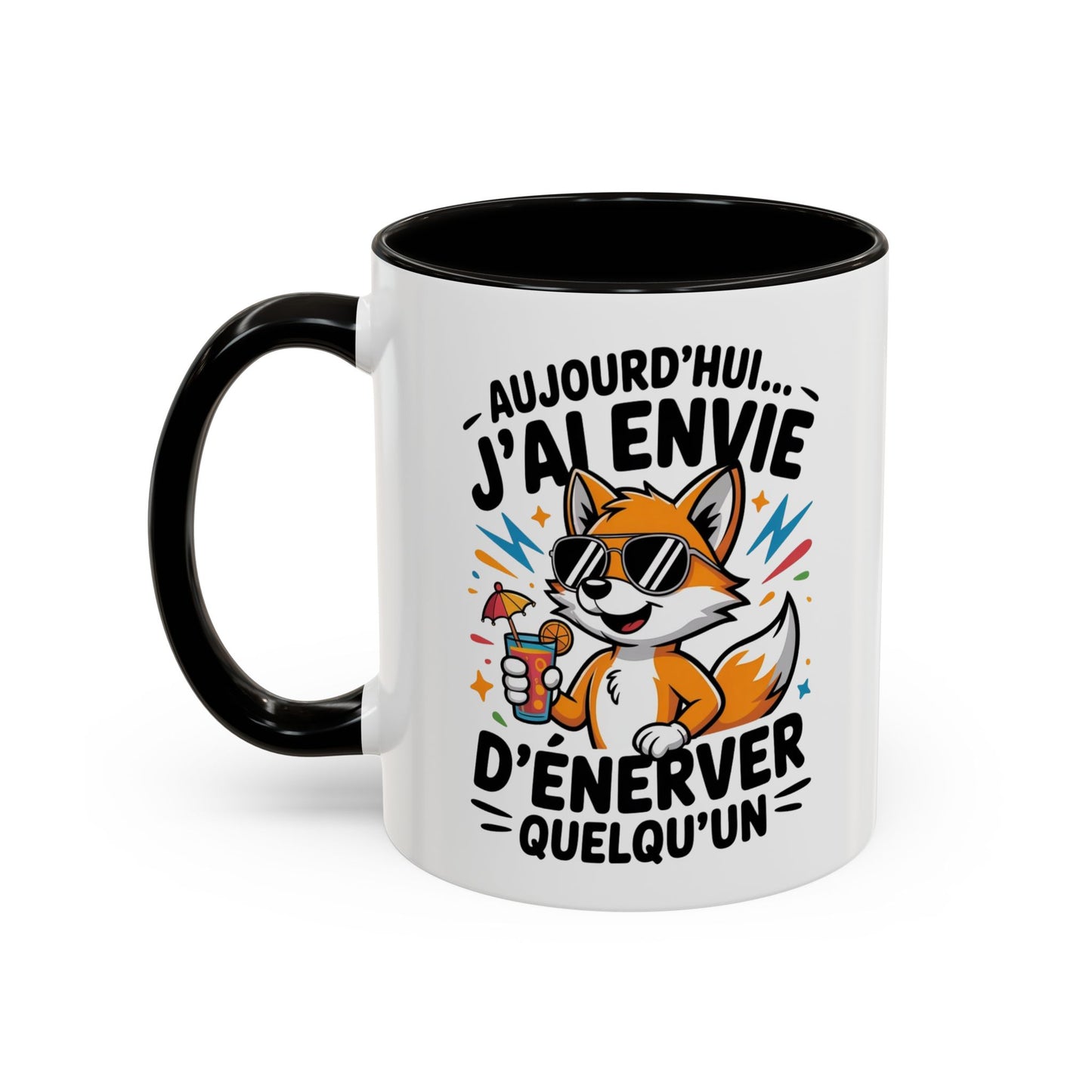 Mug Renard Humoristique – Tasse Animal Drôle Citation Fun – Cadeau Original Humour – Céramique 325ml Noir Bleu Rouge