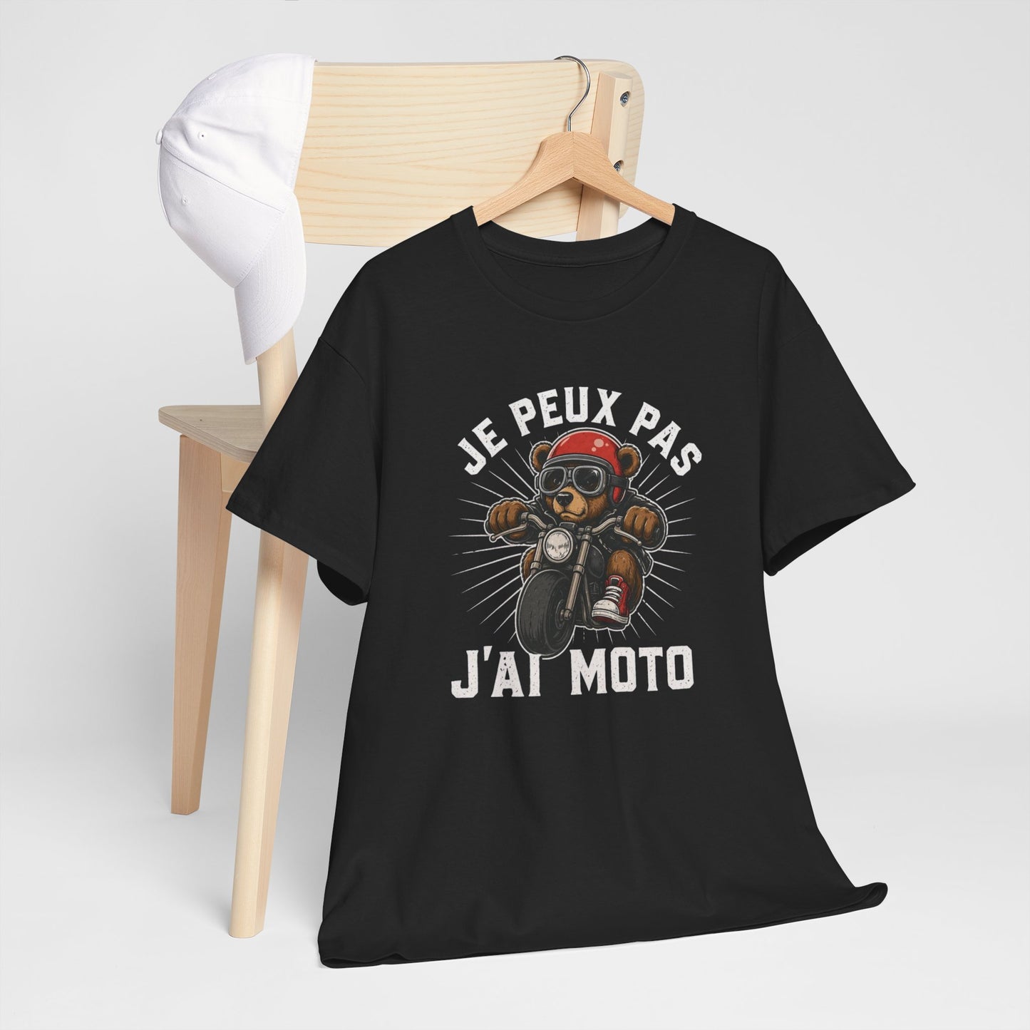 T-Shirt Je Peux Pas J’ai Moto Homme Femme – Tee Shirt Motard Humour – Cadeau Biker Moto Noir Blanc Gris