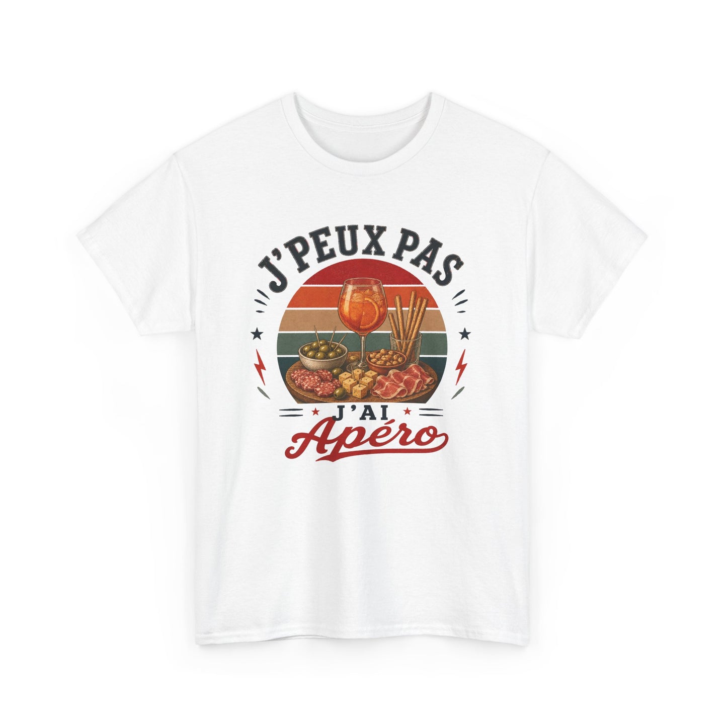 T-Shirt J’Peux Pas J’Ai Apéro – Tee Shirt Humour Convivial Vintage – Cadeau Ami Collègue Homme Femme
