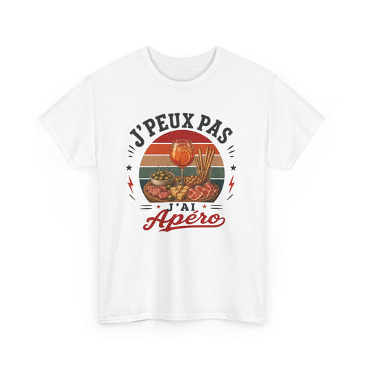 T-Shirt J’Peux Pas J’Ai Apéro – Tee Shirt Humour Convivial Vintage – Cadeau Ami Collègue Homme Femme