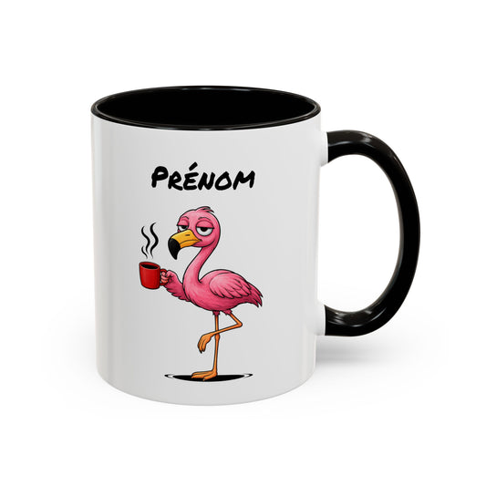 Mug Flamant Rose Personnalisable 325ml – Tasse Café Humour Fatigue Matin Drôle Cadeau