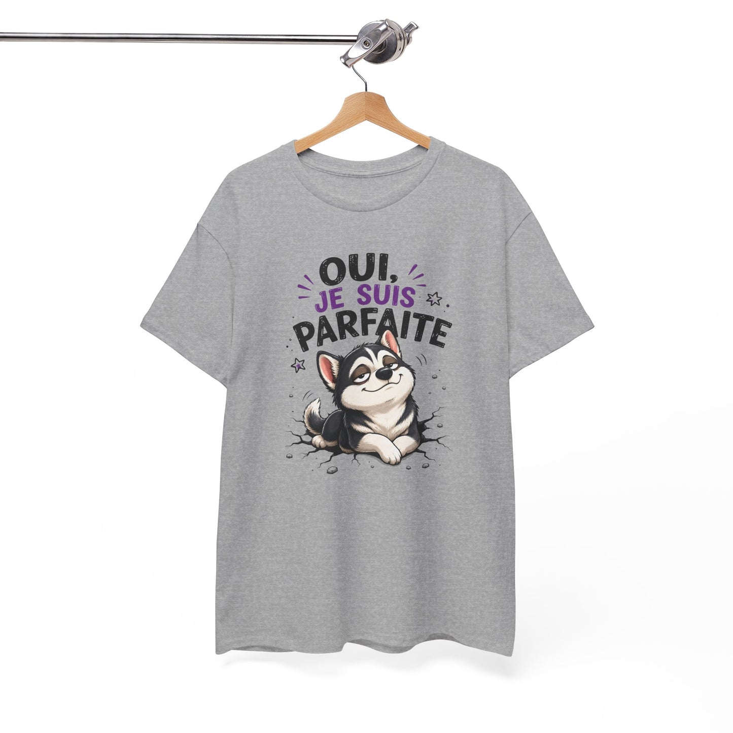 Tee-Shirt Femme Humour Chien Husky – Idée Cadeau Drôle Original Femme – Vêtement Humoristique Amoureuse des Chiens Anniversaire