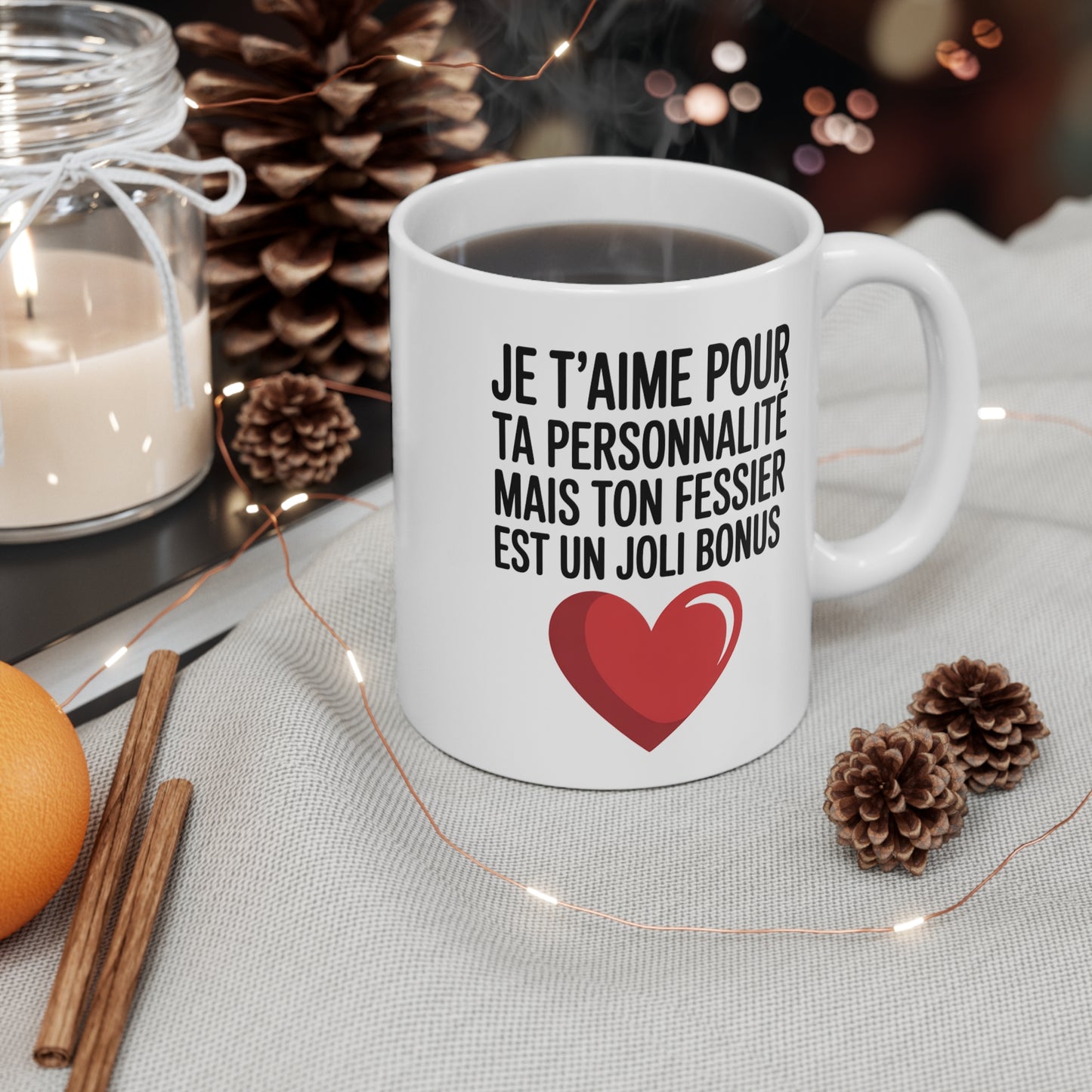 Tasse Céramique 325ml “Je T’Aime pour Ta Personnalité” – Mug Humour Amour Couple – Cadeau Saint-Valentin